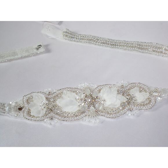 Rhinestone beaded bridal belt sash, crystal belt, bridal dress wedding belt sash main image 4